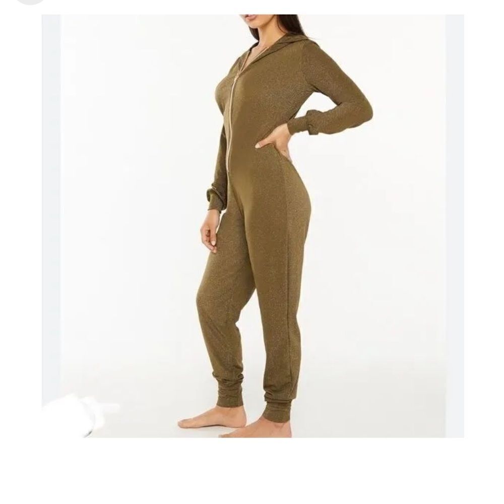 NWT Savage X Fenty Sleep & Shine Hooded Bodysuit Military Olive Green NWT size M